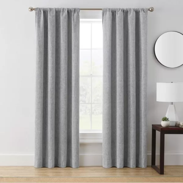 Brookstone Troy Mid Century Modern Room Darkening Rod Pocket Window Curtains wLiner for Bedroom Single Panel 50 in x 63 in BrownGray 50 in x 95 in