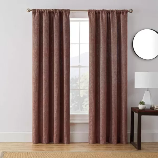 Brookstone Troy Mid Century Modern Room Darkening Rod Pocket Window Curtains wLiner for Bedroom Single Panel 50 in x 63 in BrownSpice 50 in x 108 in