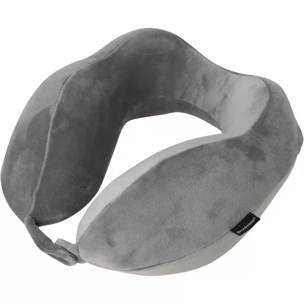 Brookstone Travel Neck Pillow  Lightweight Comfortable Contoured Head and Neck Support Memory Foam  UShaped Neck Pillow for Traveling BlackDark Grey