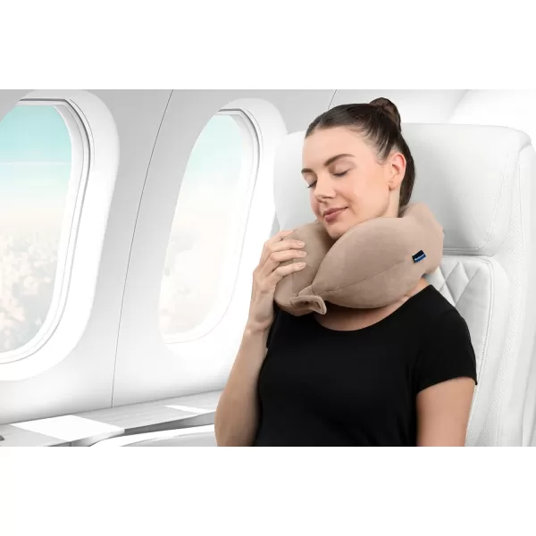 Brookstone Travel Neck Pillow  Lightweight Comfortable Contoured Head and Neck Support Memory Foam  UShaped Neck Pillow for Traveling BlackSoft Pink