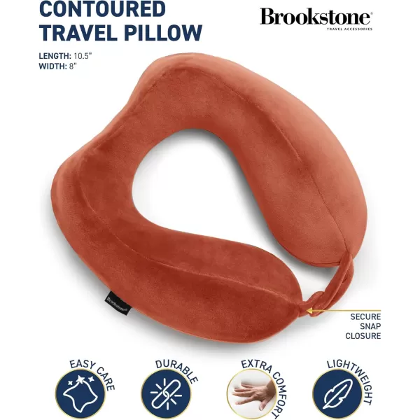 Brookstone Travel Neck Pillow  Lightweight Comfortable Contoured Head and Neck Support Memory Foam  UShaped Neck Pillow for Traveling BlackTerra Cotta