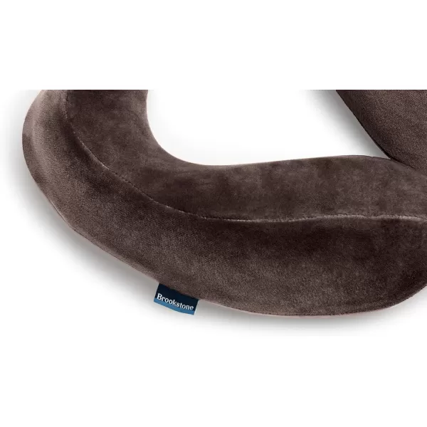 Brookstone Travel Neck Pillow  Lightweight Comfortable Contoured Head and Neck Support Memory Foam  UShaped Neck Pillow for Traveling BlackVelvet Brown