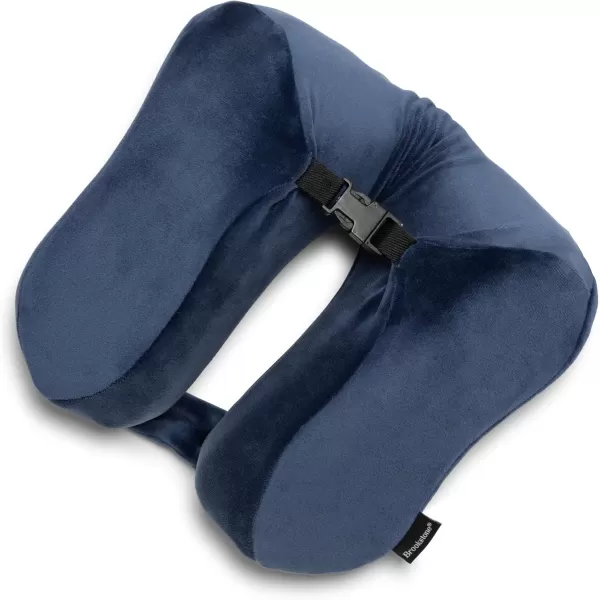 Brookstone Travel Pillow  2 in 1 Memory Foam Pillow for Head Neck Chin Shoulder and Lumbar Support for Airplane Travel BlueBlue