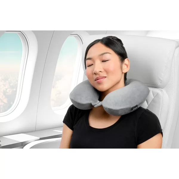 Broosktone Travel Neck Pillow  Lightweight Fleece Casing Extra Comfort Memory Foam  UShaped Neck Pillow for Travelling BlueCharcoal