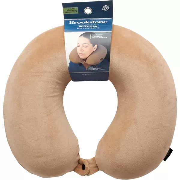 Broosktone Travel Neck Pillow  Lightweight Fleece Casing Extra Comfort Memory Foam  UShaped Neck Pillow for Travelling BlueKhaki