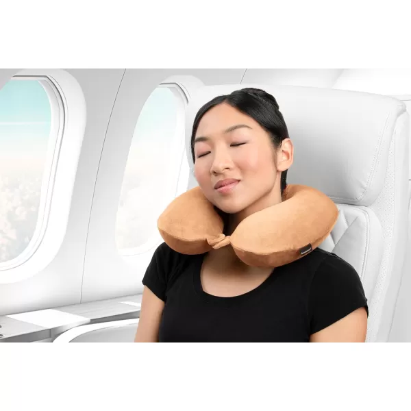 Broosktone Travel Neck Pillow  Lightweight Fleece Casing Extra Comfort Memory Foam  UShaped Neck Pillow for Travelling BlueKhaki