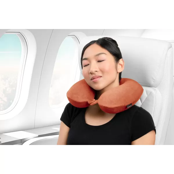 Broosktone Travel Neck Pillow  Lightweight Fleece Casing Extra Comfort Memory Foam  UShaped Neck Pillow for Travelling BlueTerra Cotta