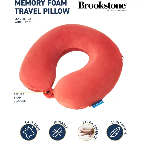 Broosktone Travel Neck Pillow  Lightweight Fleece Casing Extra Comfort Memory Foam  UShaped Neck Pillow for Travelling BlueTerra Cotta