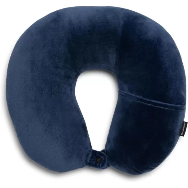 Brookstone Microbead Travel Head and Neck Pillow Lightweight and Plush with Phone or Headphone Pocket BlueBlue