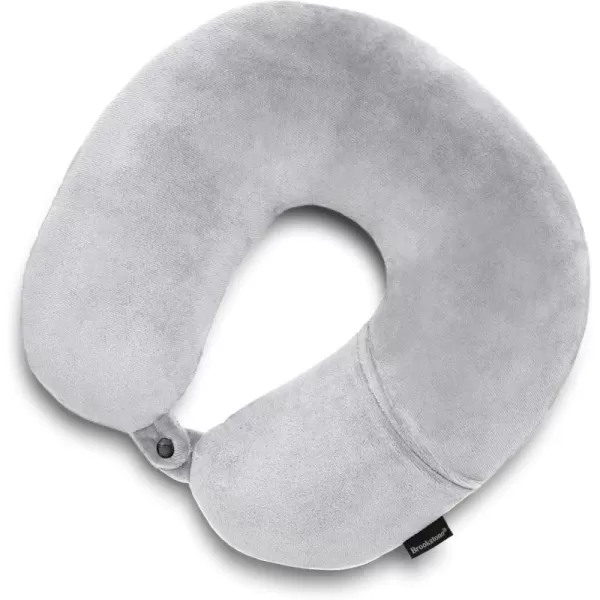 Brookstone Microbead Travel Head and Neck Pillow Lightweight and Plush with Phone or Headphone Pocket BlueGrey