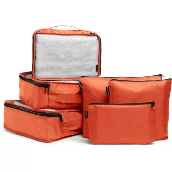 imageBrookstone 6 Piece Packing Cube Set Tear Resistant Multi Functional Apparal and Accessory Storage BlackOrange