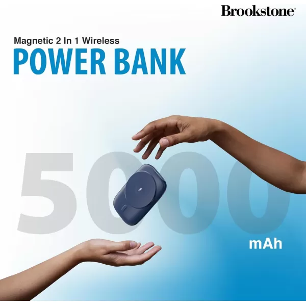 imageBrookstone Magnetic Charging Wireless Power Bank with Stand ampamp 5000mAh Portable Magnetic Power Bank Charger Fast Charger Battery Pack for iPhone 15141312 Pro Maxfor All iWatchBlue