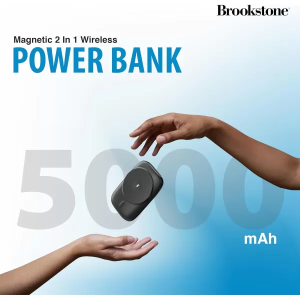 imageBrookstone Magnetic Charging Wireless Power Bank with Stand ampamp 5000mAh Portable Magnetic Power Bank Charger Fast Charger Battery Pack for iPhone 15141312 Pro Maxfor All iWatchBlack