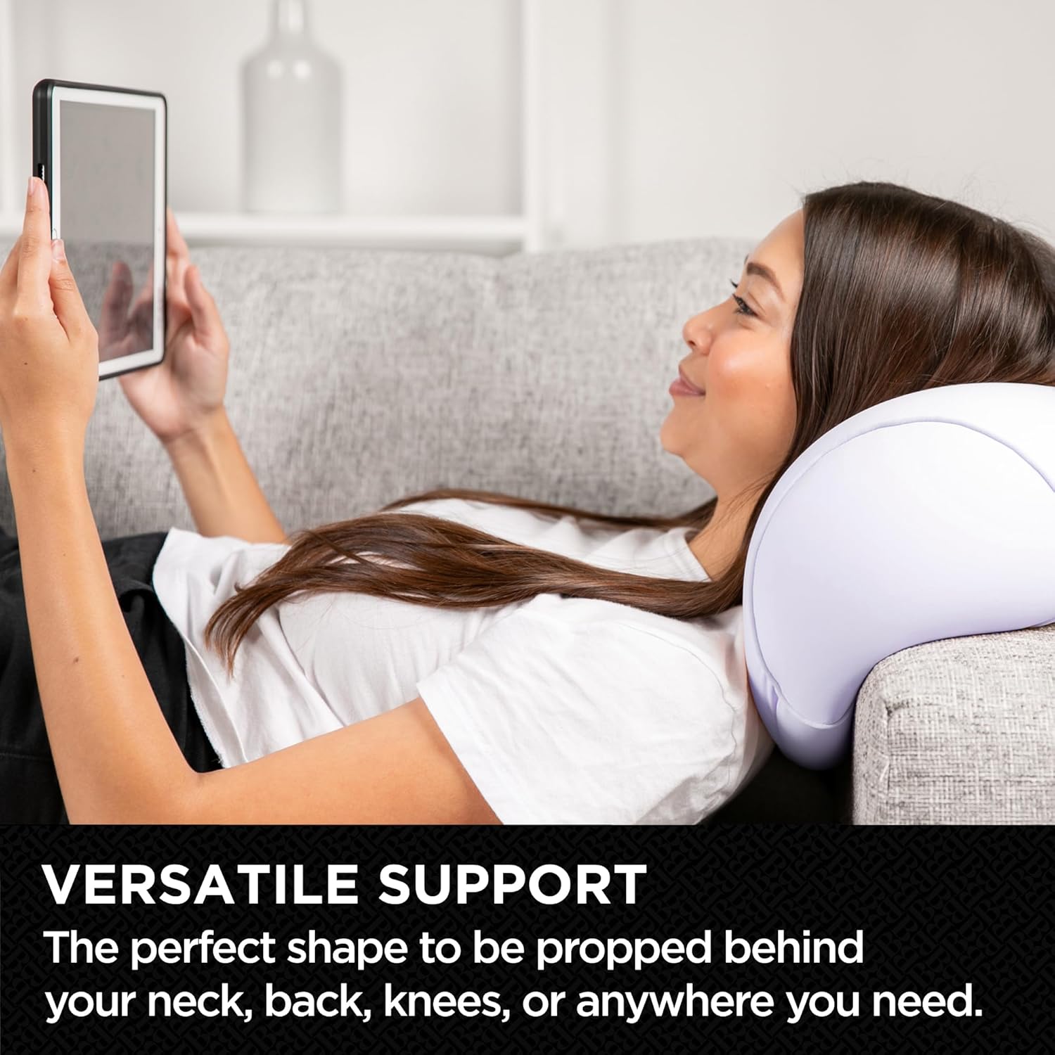 imageBrookstone Squishy FOM Cushion Pillow  The Original Stretchy Comfy Colorful Pillow for Neck Lumbar Support and Bed  for Sleeping Car Travel Gift for Mom  Small Pillow Lilac 12 x 7 InchesLilac