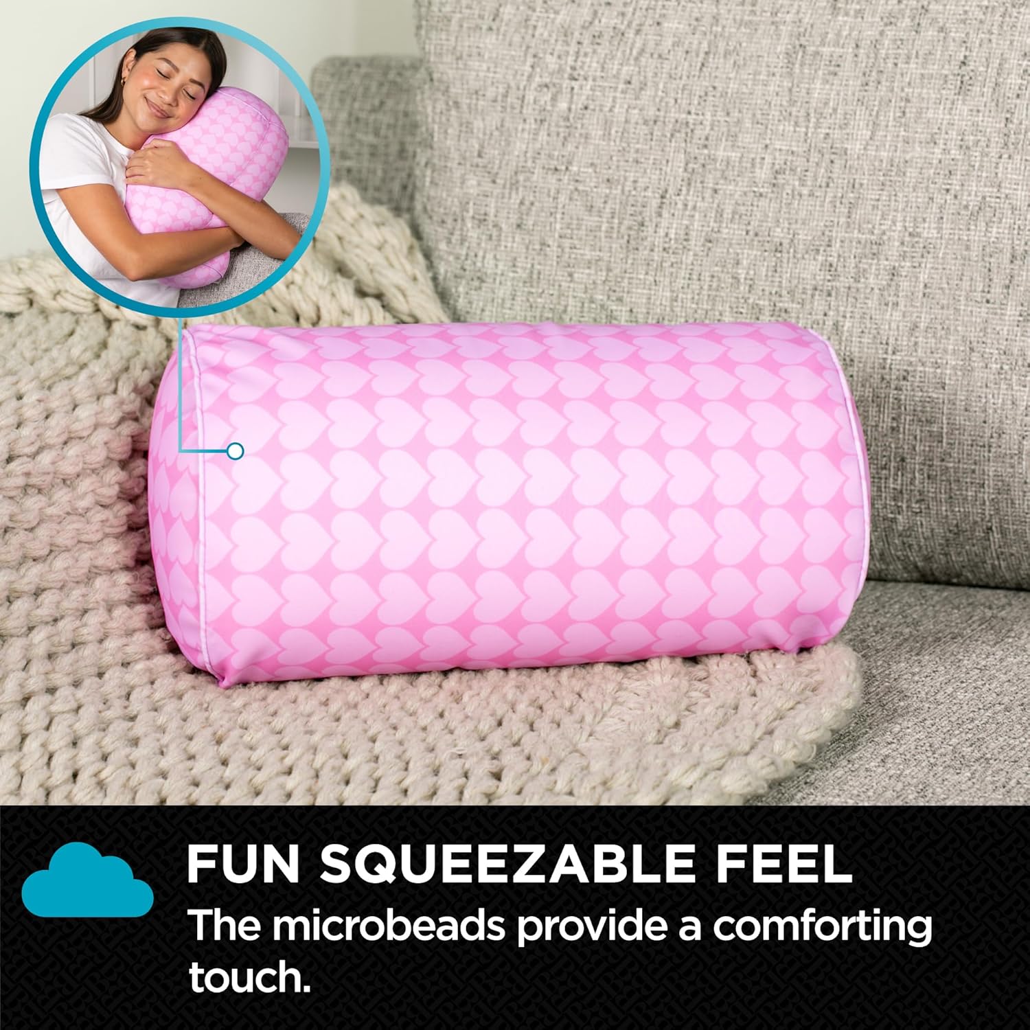 imageBrookstone Squishy FOM Cushion Pillow  The Original Stretchy Comfy Colorful Pillow for Neck Lumbar Support and Bed  for Sleeping Car Travel Gift for Mom  Small Pillow Lilac 12 x 7 InchesHearts