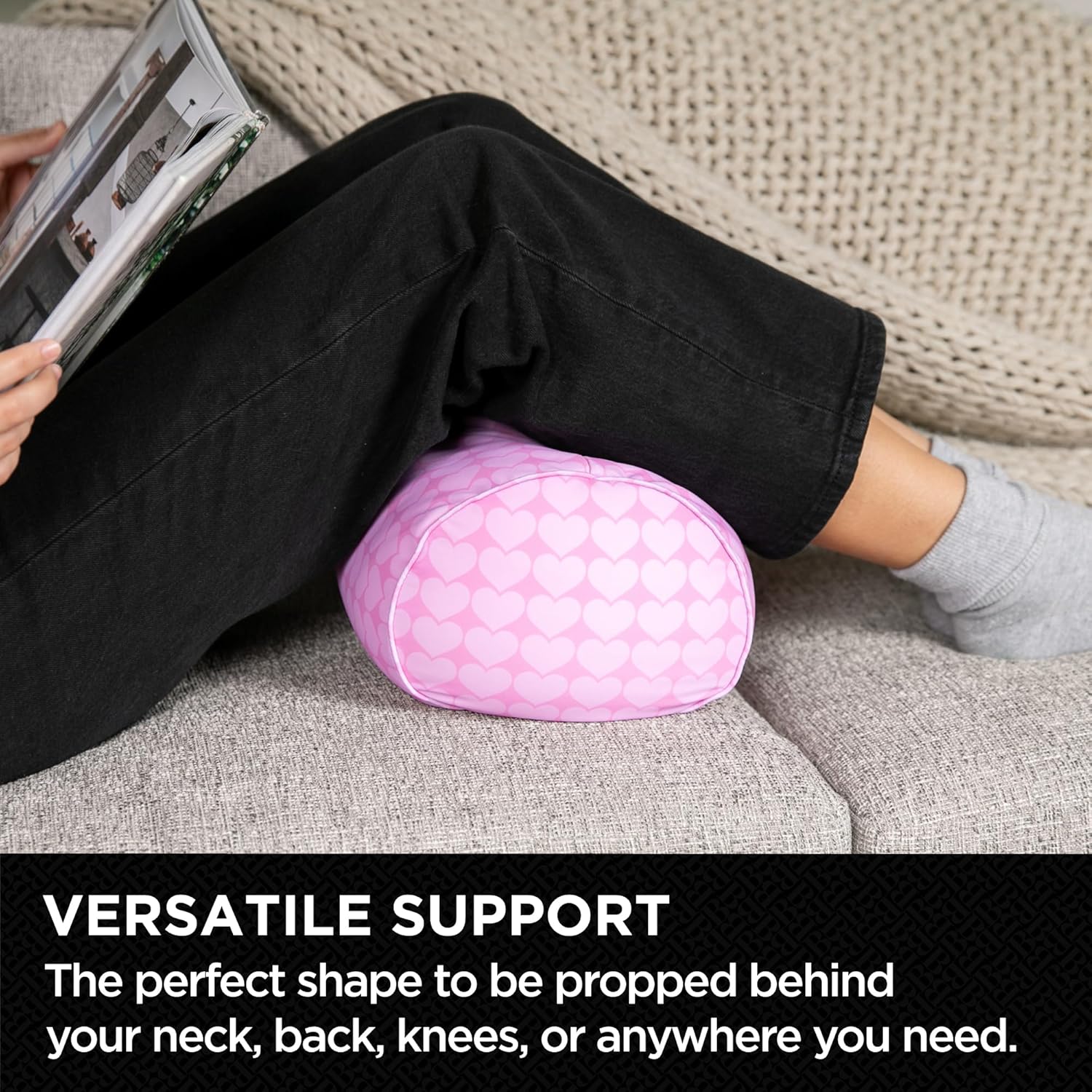 imageBrookstone Squishy FOM Cushion Pillow  The Original Stretchy Comfy Colorful Pillow for Neck Lumbar Support and Bed  for Sleeping Car Travel Gift for Mom  Small Pillow Lilac 12 x 7 InchesHearts