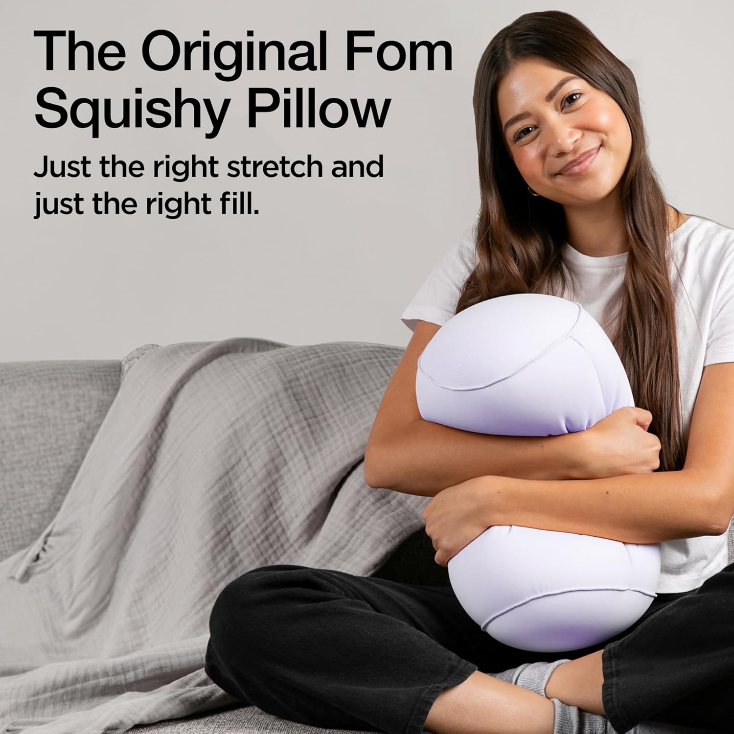 imageBrookstone Squishy FOM Cushion Pillow  The Original Stretchy Comfy Colorful Pillow for Neck Lumbar Support and Bed  for Sleeping Car Travel Gift for Mom  Small Pillow Lilac 12 x 7 InchesLilac