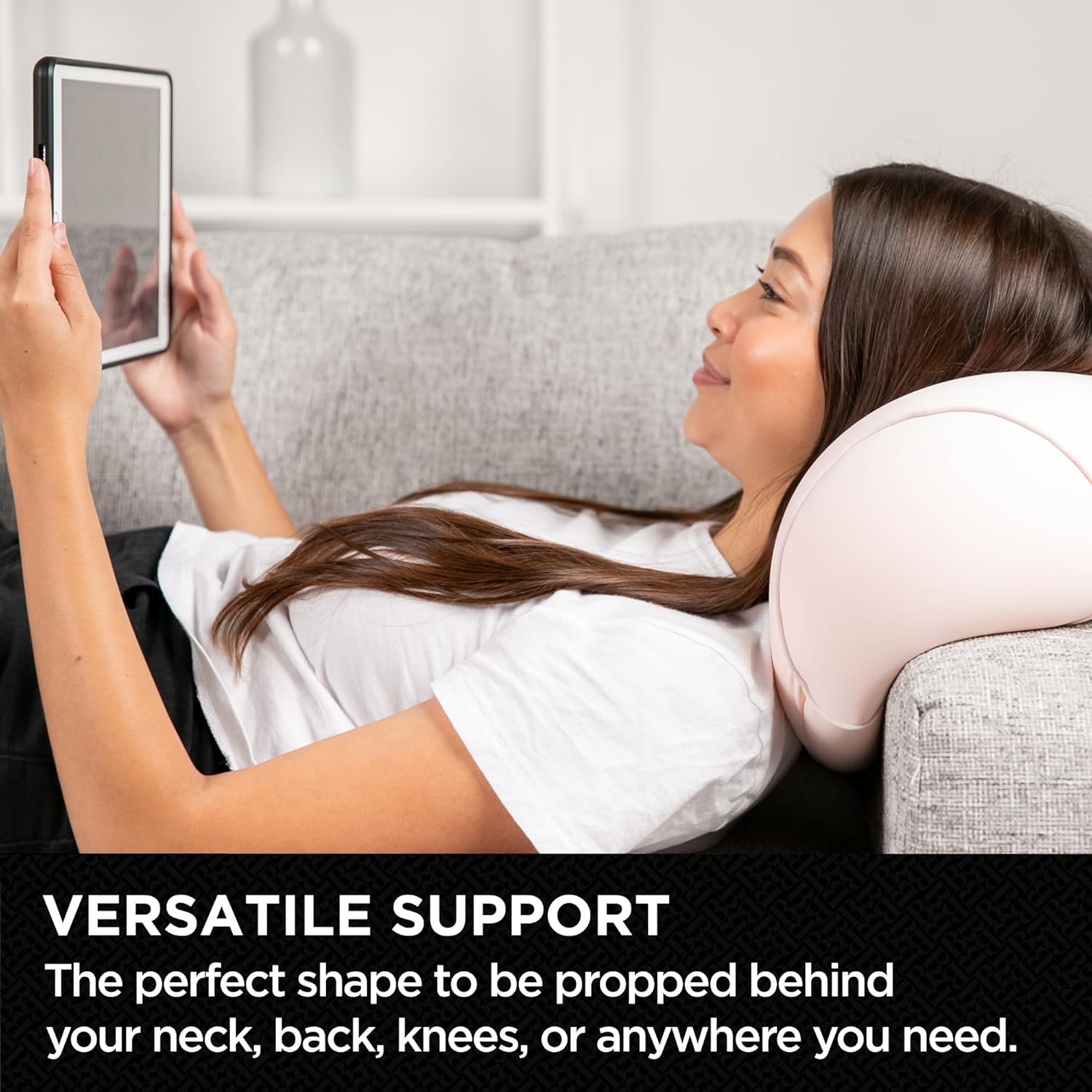 imageBrookstone Squishy FOM Cushion Pillow  The Original Stretchy Comfy Colorful Pillow for Neck Lumbar Support and Bed  for Sleeping Car Travel Gift for Mom  Small Pillow Lilac 12 x 7 InchesApricot