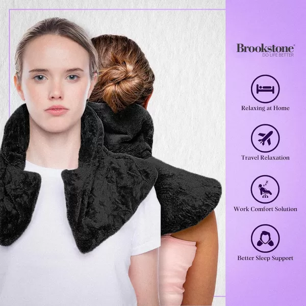 imageBrookstone  TheraSpa Cooling ampamp Warming Heated Neck Wrap ampamp Shoulder Wrap  Microwavable Neck Warmer or Chill in Freezer for Instant Strained Muscles Relief  Lavender Infused Midnight BlackNeck Wrap  Midnight Black