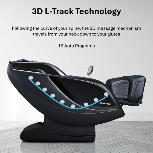 imageBrookstone BK650 Full Body 3D LTrack Technology Massage Chair with Heat Therapy Zero Gravity Voice Control Extendable Footrest with Sole Rollers Black 2024