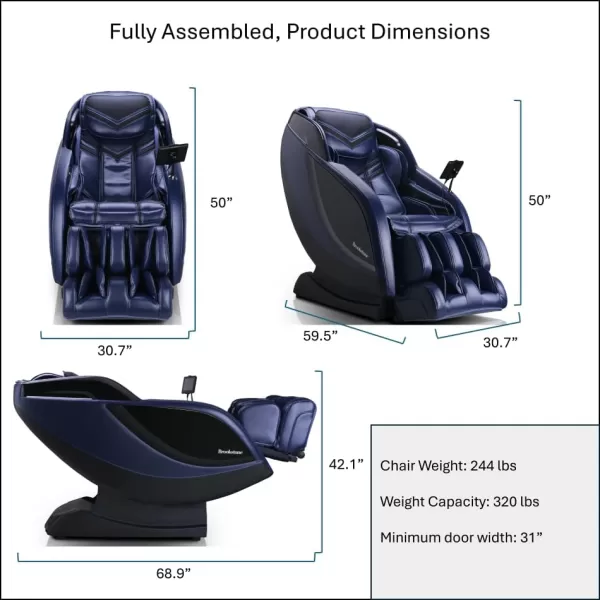 imageBrookstone BK650 Full Body 3D LTrack Technology Massage Chair with Heat Therapy Zero Gravity Voice Control Extendable Footrest with Sole Rollers Black 2024