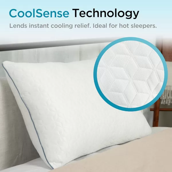 imageBrookstone Cool Sense Down Alternative Pillow 2 Pack  Cold Cooling Pillows for Hot Sleepers  CoolSense Pillows for Sleeping  Stay Cool and Comfortable All Night  White StandardQueen SizeWhite