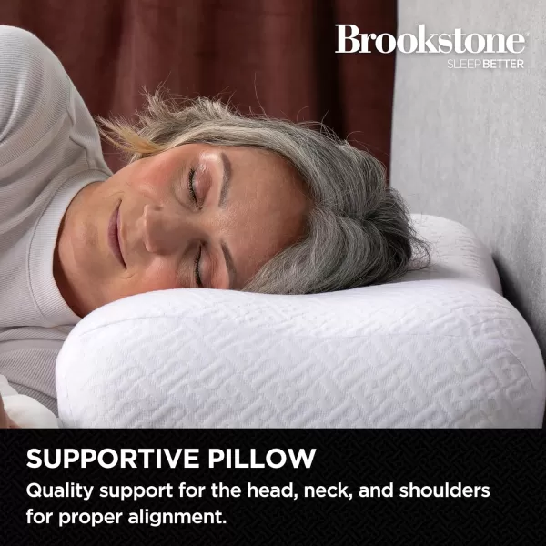 imageBrookstone Memory Foam Pillow  Supportive Pillows Adapt to Bodys Curves for Optimal Comfort Pressure Relief  for Side Back ampamp Stomach Sleepers  Removable Washable CoverClassic Comfort Pillow