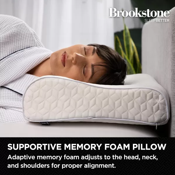 imageBrookstone Memory Foam Pillow  Supportive Pillows Adapt to Bodys Curves for Optimal Comfort Pressure Relief  for Side Back ampamp Stomach Sleepers  Removable Washable CoverCool Touch Comfort Pillow