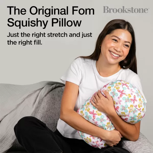 imageBrookstone Squishy FOM Cushion Pillow  The Original Stretchy Comfy Colorful Pillow for Neck Lumbar Support and Bed  for Sleeping Car Travel Gift for Mom  Small Pillow Lilac 12 x 7 InchesButterflies