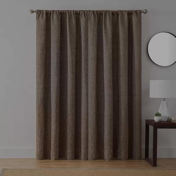 imageBrookstone Troy Mid Century Modern Room Darkening Rod Pocket Window Curtains wLiner for Bedroom Single Panel 50 in x 63 in SpiceBrown