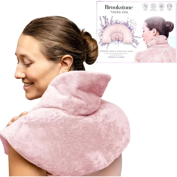 imageBrookstone  TheraSpa Cooling ampamp Warming Heated Neck Wrap ampamp Shoulder Wrap  Microwavable Neck Warmer or Chill in Freezer for Instant Strained Muscles Relief  Lavender Infused Midnight BlackNeck Wrap  Blush Pink