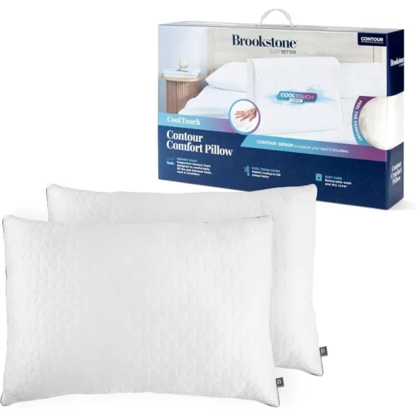 imageBrookstone Cool Sense Down Alternative Pillow 2 Pack  Cold Cooling Pillows for Hot Sleepers  CoolSense Pillows for Sleeping  Stay Cool and Comfortable All Night  White StandardQueen SizeWhite