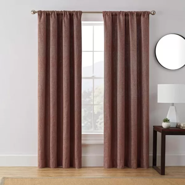 imageBrookstone Troy Mid Century Modern Room Darkening Rod Pocket Window Curtains wLiner for Bedroom Single Panel 50 in x 63 in SpiceSpice