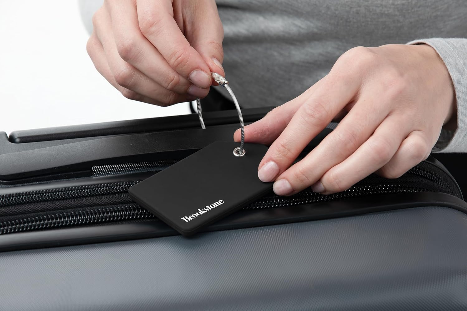 imageBrookstone Luggage Tag  2 Pack Silicone Travel Suitcase Tag with Name Card  Baggage ID Label with Steel Loop Fastener MulticolorBlack