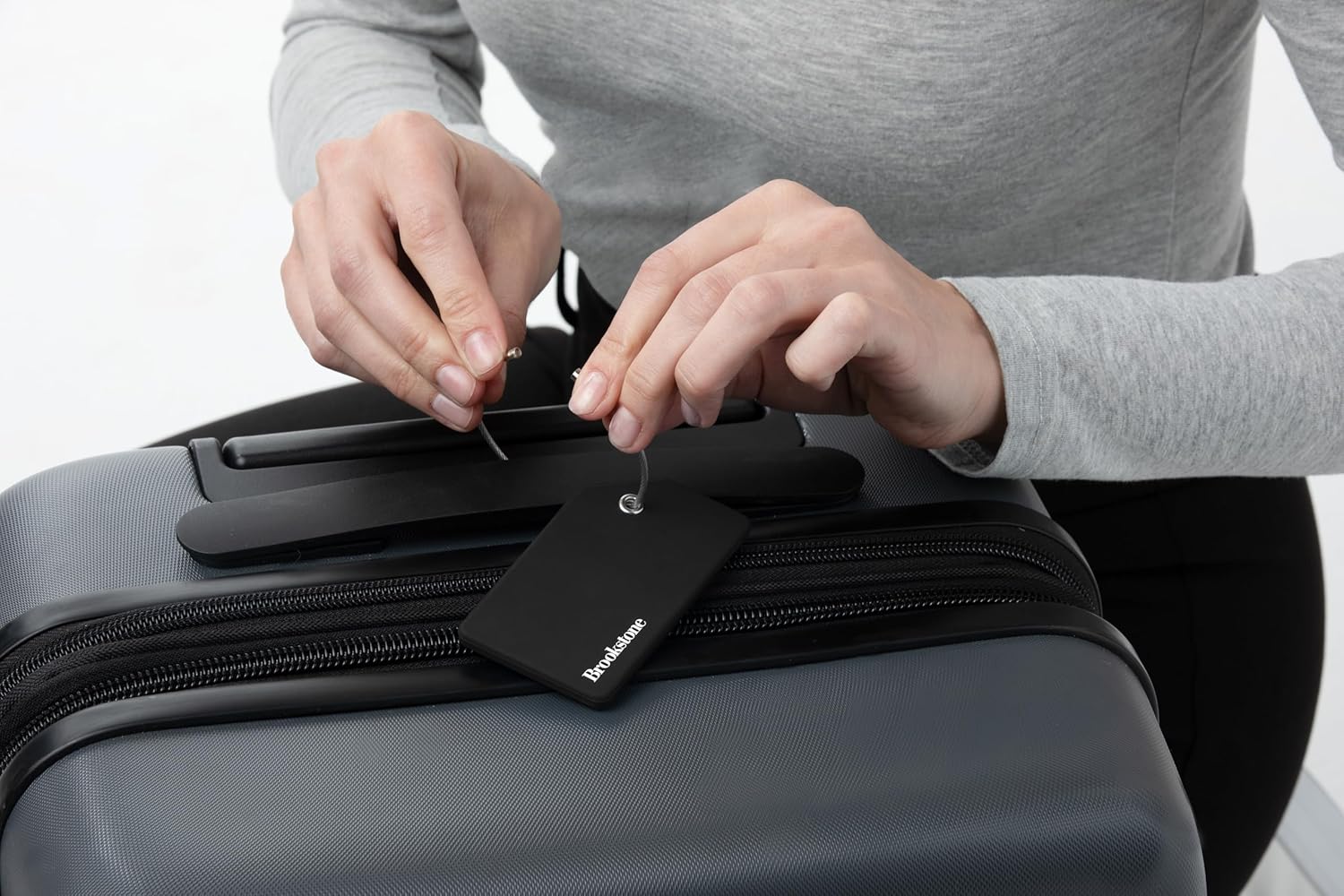 imageBrookstone Luggage Tag  2 Pack Silicone Travel Suitcase Tag with Name Card  Baggage ID Label with Steel Loop Fastener MulticolorBlack