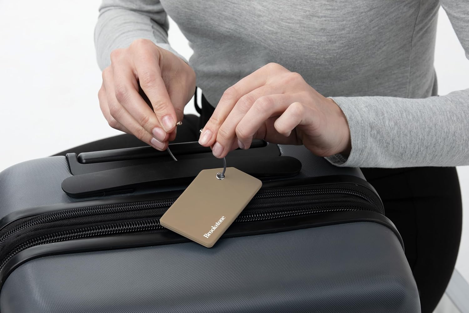 imageBrookstone Luggage Tag  2 Pack Silicone Travel Suitcase Tag with Name Card  Baggage ID Label with Steel Loop Fastener MulticolorKhaki