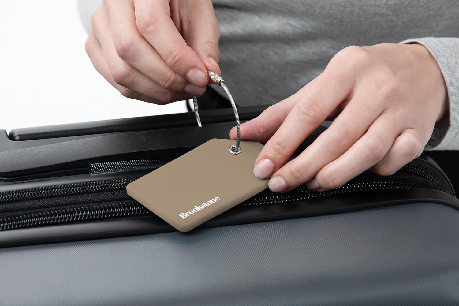 imageBrookstone Luggage Tag  2 Pack Silicone Travel Suitcase Tag with Name Card  Baggage ID Label with Steel Loop Fastener MulticolorKhaki