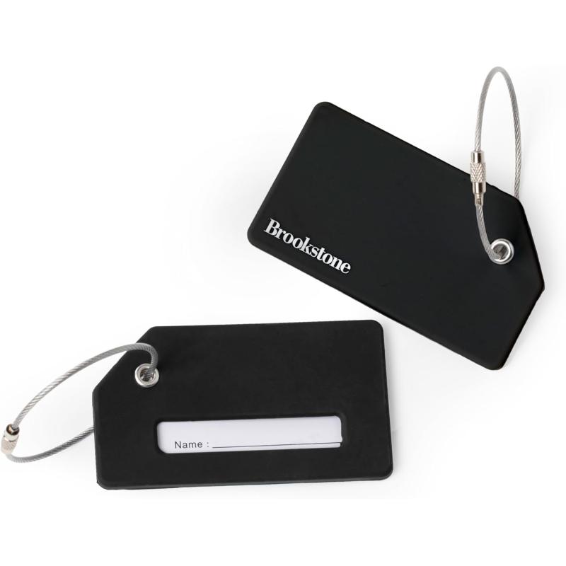 imageBrookstone Luggage Tag  2 Pack Silicone Travel Suitcase Tag with Name Card  Baggage ID Label with Steel Loop Fastener MulticolorBlack