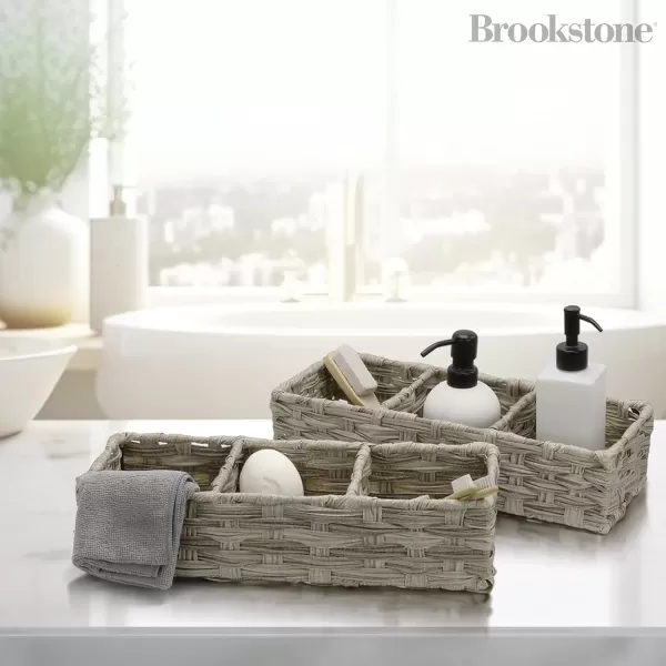 imageBROOKSTONE 2 PACK SET Wicker Storage Basket Boho Organization and Storage Container Decorative Shelf Bin Over the Toilet Paper Reserve Suitable for Any Home Dcor Style