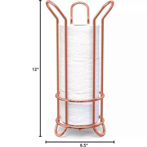 imageBROOKSTONE Black Toilet Paper Holder Freestanding Bathroom Tissue Organizer Minimalistic Storage Solution Stylish Design Holds MEGA RollsRose Gold