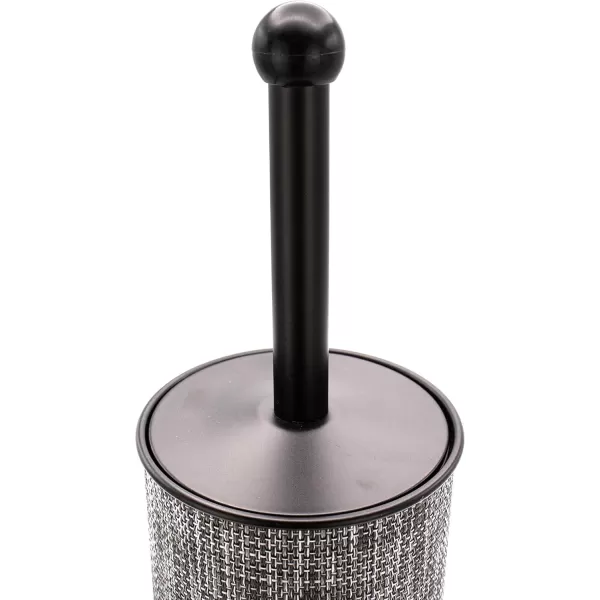 imageBROOKSTONE Bronze Metallic Toilet Brush with Holder Long Handle for Deep Bowl Cleaning Splash Protective Disc Stylish Modern Space Saving Design Leakproof Inner ContainerGray