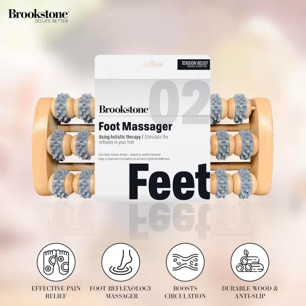 imageBrookstone  Foot Roller Massager for Plantar Fasciitis Relief  Wood Foot Massager Tool  Stimulate Foot Reflexes ampamp Relieve Stress  Wide Feet Massager Useful Gift for Elderly Mom ampamp Dad Oak NavyOak Grey  Double Foot