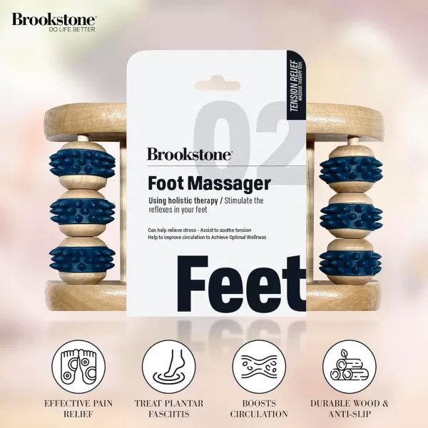 imageBrookstone  Foot Roller Massager for Plantar Fasciitis Relief  Wood Foot Massager Tool  Stimulate Foot Reflexes ampamp Relieve Stress  Wide Feet Massager Useful Gift for Elderly Mom ampamp Dad Oak NavyOak Navy  Single Foot