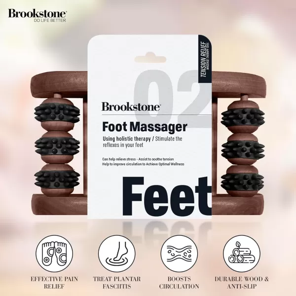 imageBrookstone  Foot Roller Massager for Plantar Fasciitis Relief  Wood Foot Massager Tool  Stimulate Foot Reflexes ampamp Relieve Stress  Wide Feet Massager Useful Gift for Elderly Mom ampamp Dad Oak NavyWalnut  Single Foot