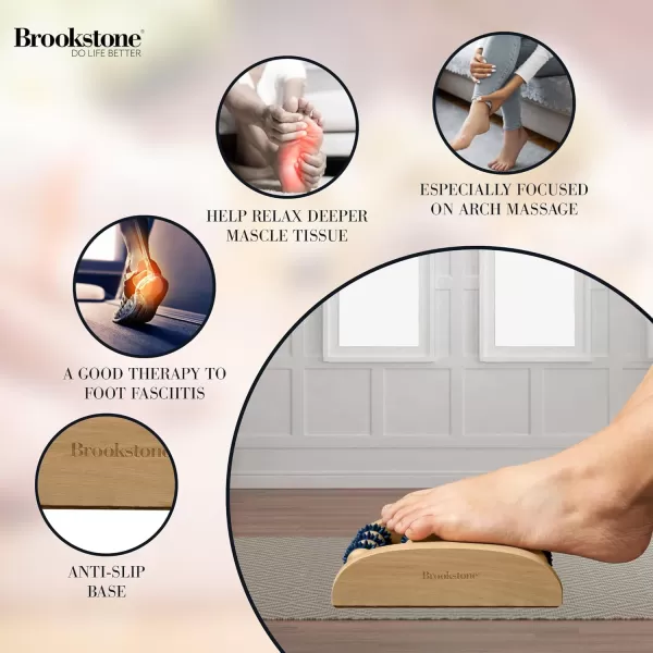 imageBrookstone  Foot Roller Massager for Plantar Fasciitis Relief  Wood Foot Massager Tool  Stimulate Foot Reflexes ampamp Relieve Stress  Wide Feet Massager Useful Gift for Elderly Mom ampamp Dad Oak NavyOak Navy  Single Foot