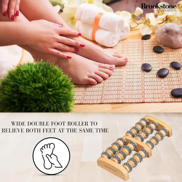 imageBrookstone  Foot Roller Massager for Plantar Fasciitis Relief  Wood Foot Massager Tool  Stimulate Foot Reflexes ampamp Relieve Stress  Wide Feet Massager Useful Gift for Elderly Mom ampamp Dad Oak NavyOak Grey  Double Foot