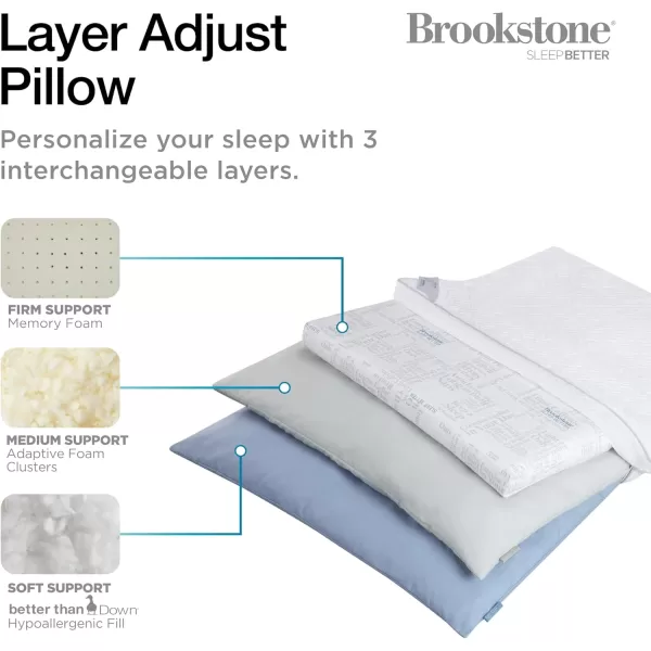 imageBrookstone 2in1 Comfort Memory Foam Pillow with Better Than Down Fill for Firm Yet Plush Feel  Innovative Hybrid Design Bed Pillow with DualSided Cool ampamp Warmth Comfort All Seasons  Soft PillowLayer Adjust Pillow