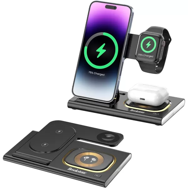 imageBrookstone 3in1 Wireless Charging Station for Apple iPhone Watch ampamp AirPods iPhone 15 14 13 12 11 Pro MaxPlusMiniXXSMaxXRSE Apple Watch Ultra Series 9 8 7 6 SE 5 4 ampamp Airpods Pro 2 3 BlackBlack