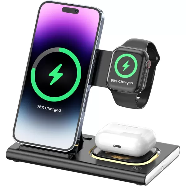 imageBrookstone 3in1 Wireless Charging Station for Apple iPhone Watch ampamp AirPods iPhone 15 14 13 12 11 Pro MaxPlusMiniXXSMaxXRSE Apple Watch Ultra Series 9 8 7 6 SE 5 4 ampamp Airpods Pro 2 3 BlackBlack