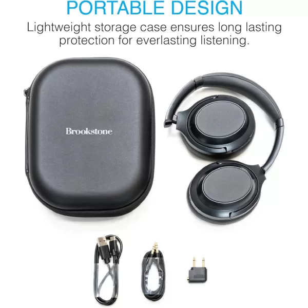 imageBrookstone AirPhones Pro Wireless Over Ear Headphones Active Noise Cancelling TWS Bluetooth Headphones 30H Playtime Deep Bass HighRes Audio Touch Controls Comfort EarCups Portable BlackBlack